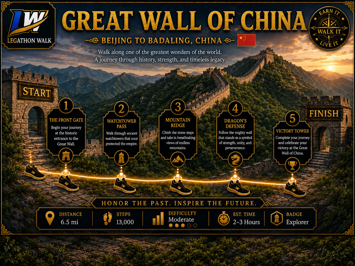 Great Wall of China Legathon Walk Journey
