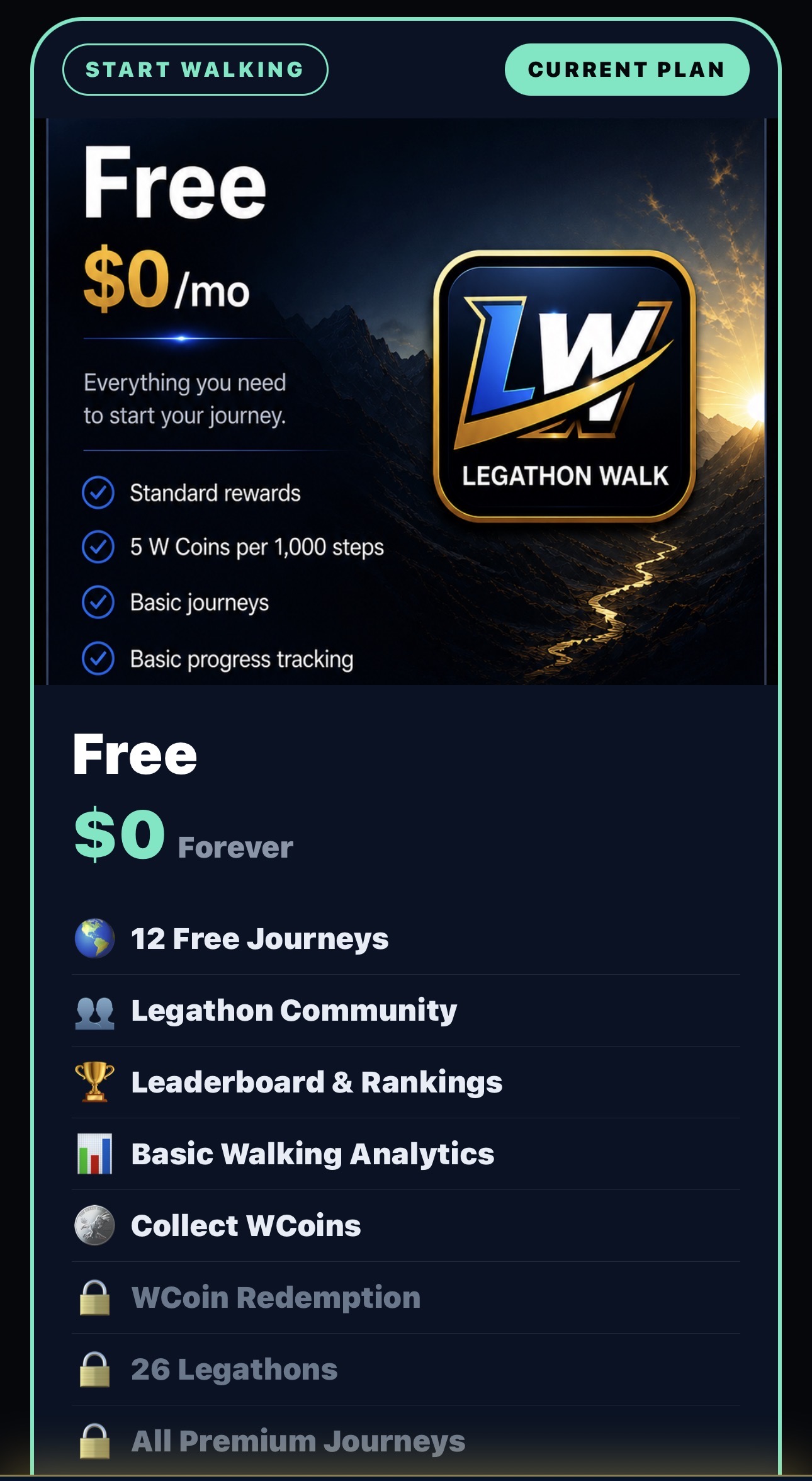 Legathon Walk Free membership