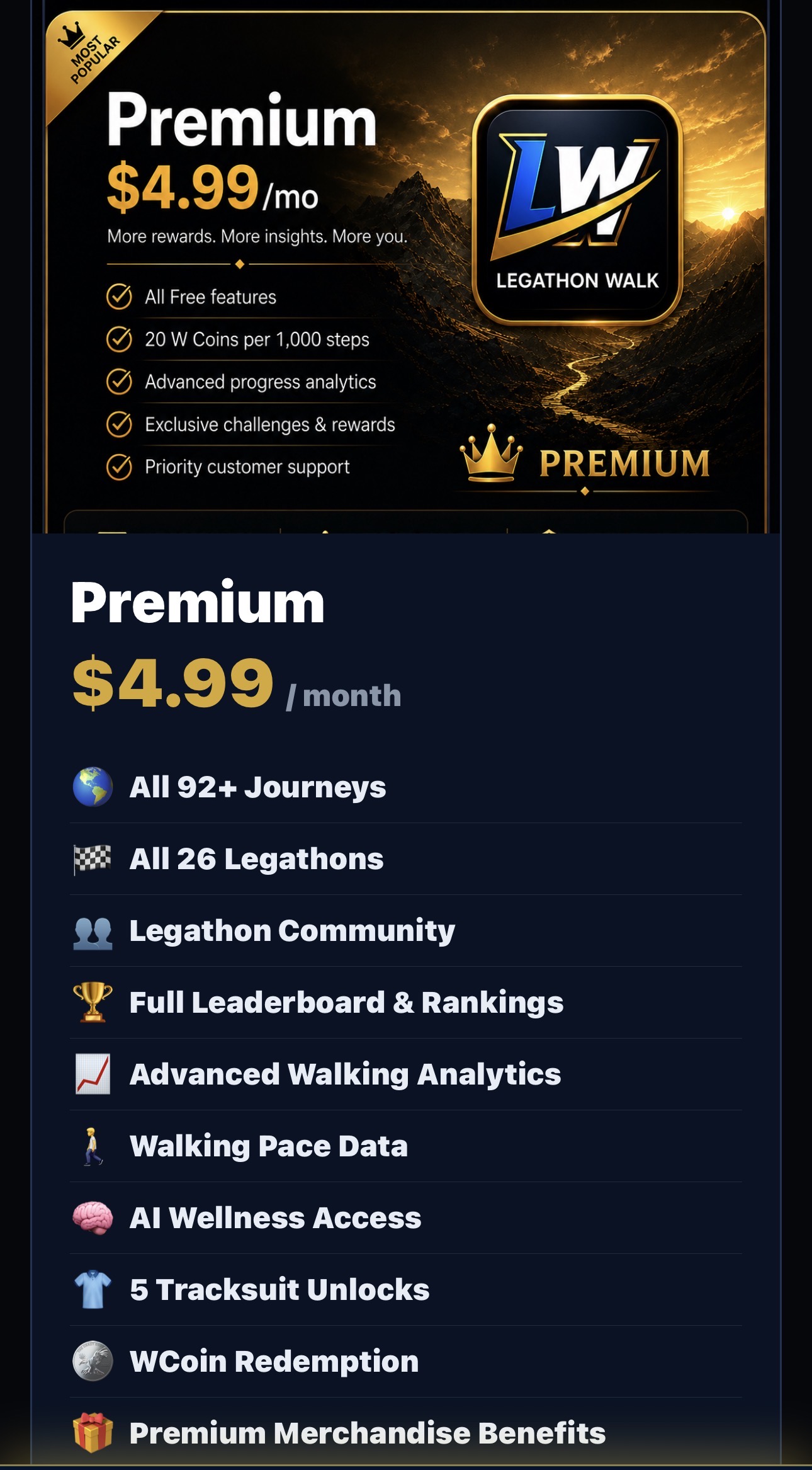 Legathon Walk Premium membership
